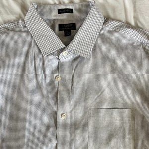 J. Crew Men's XL Thompson Wrinkle Free Button-Up Shirt (White and Blue Check)